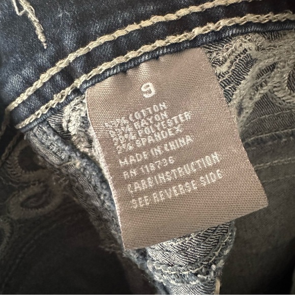 Denim Embroidered Bootcut Unique Paisley Sequin Flashy Sound Girl Size 9 Western - Picture 10 of 16